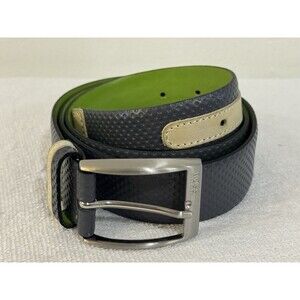 Hugo Boss Men’s Leather Belt 90/34 Grey Green Made in Italy